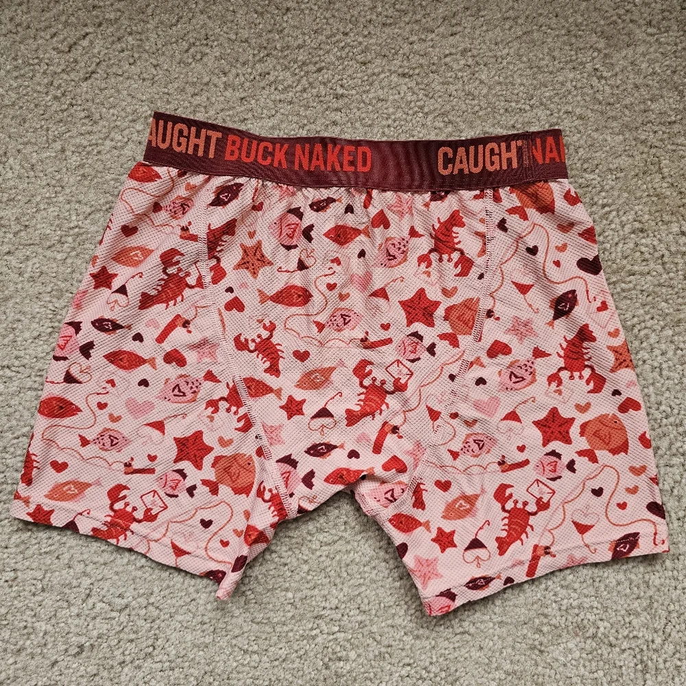 NEW Duluth Trading Co buck naked fishing print boxers lobster fish sea medium